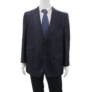 Victor Talbots Men Suit Jacket Dark Blue Paisley Button 100% SE Size 54